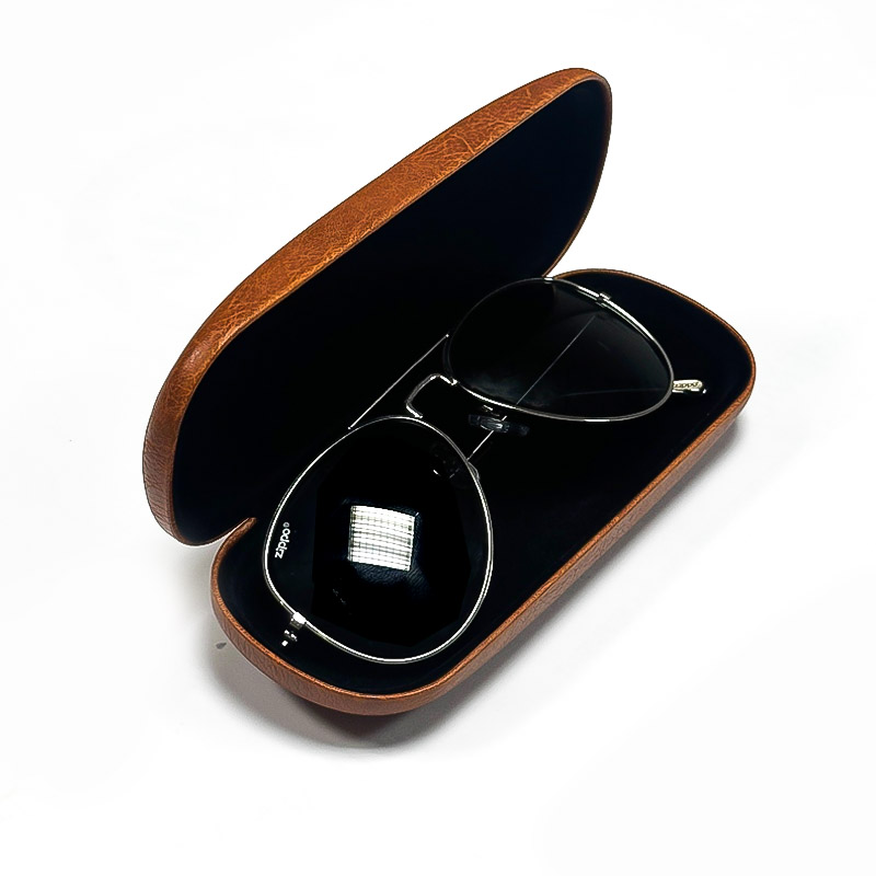 GLASSES LEATHER CASE BROWN