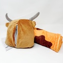 BLANKEAZZZ 2 IN 1 PLUSH & BLANKET HIGHLAND COW