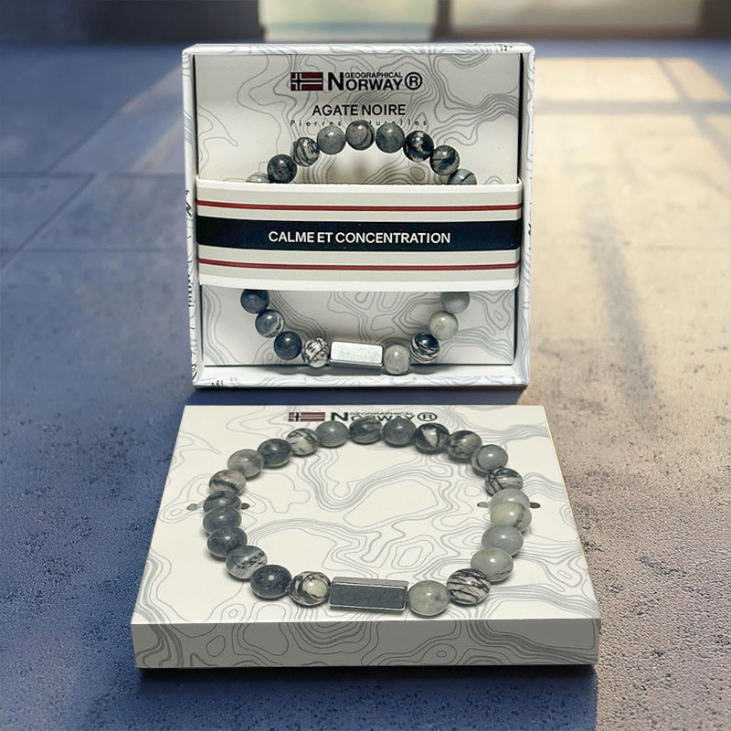 BRACELET GEOGRAPHICAL NORWAY AGATE NOIR