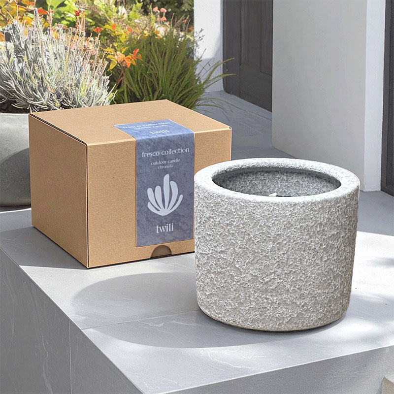 TWILI OUTDOOR CITRONELLA CANDLE FRESCO SMOKEY GREY LARGE