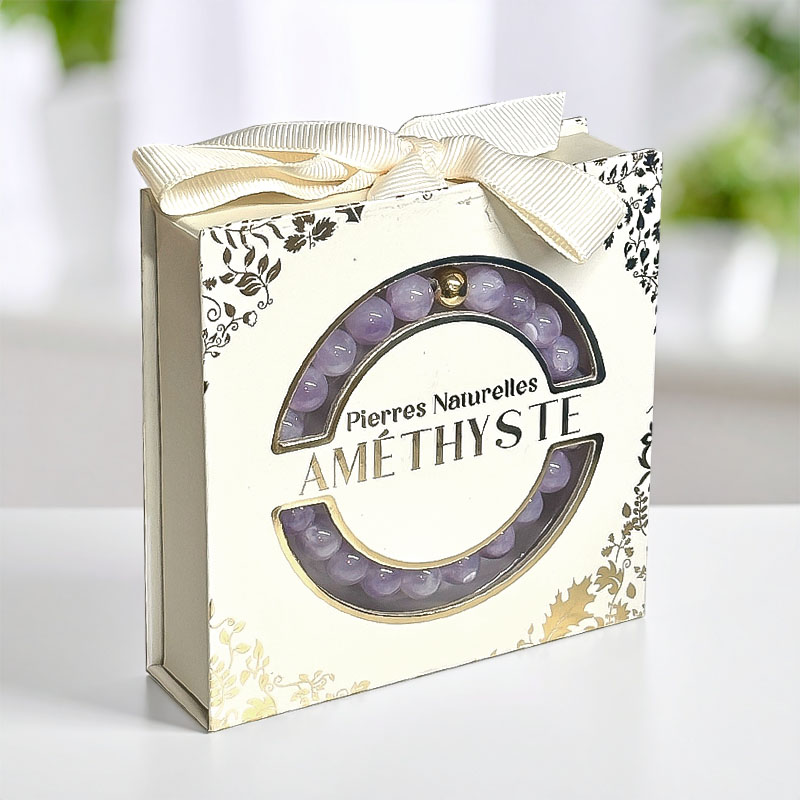 BRACELET PIERRE NATUREL ACIER AMÉTHYSTE