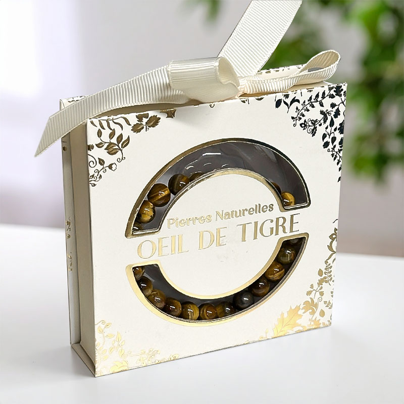 BRACELET PIERRE NATUREL ACIER OEIL DE TIGRE