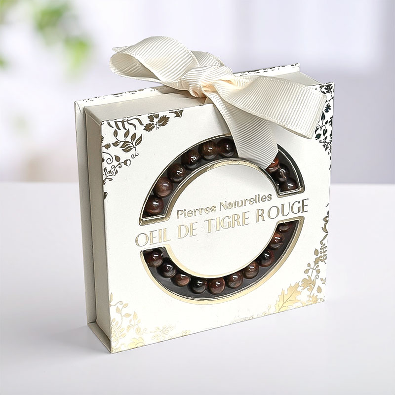 BRACELET PIERRE NATUREL ACIER OEIL DE TIGRE ROUGE