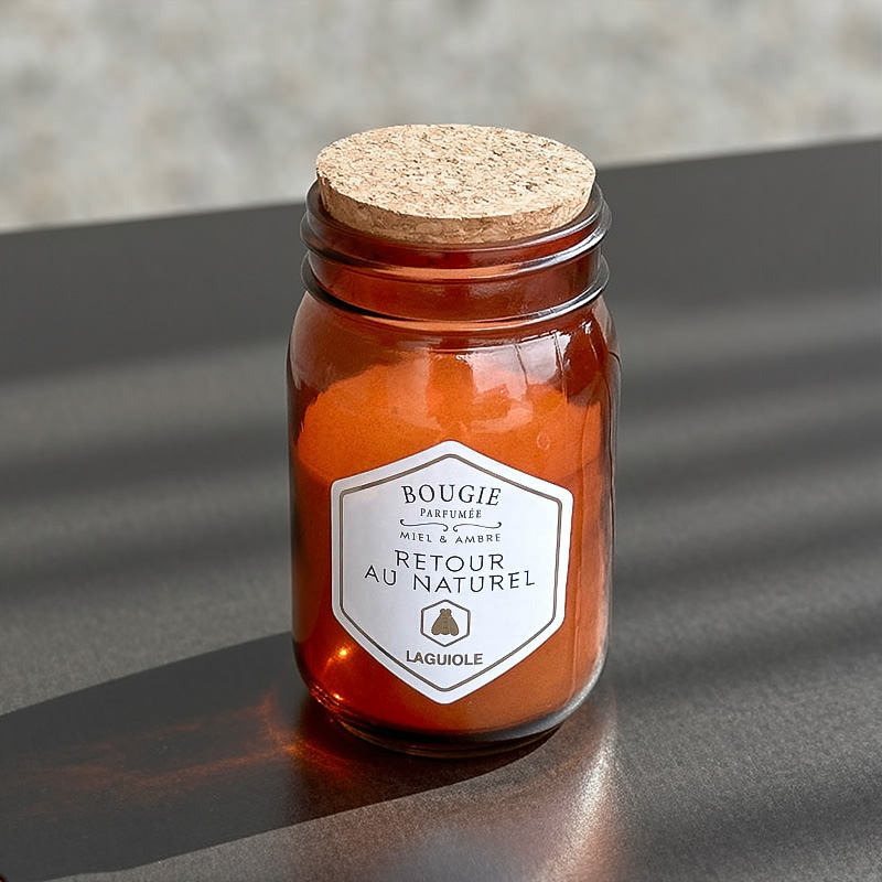 LAGUIOLE CANDLE CORK MIEL&AMBRE 240g