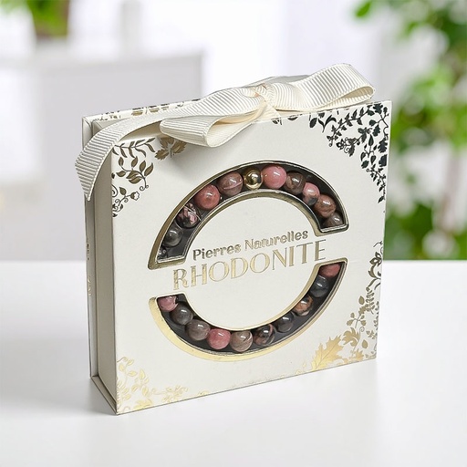 [00332001-8] BRACELET PIERRE NATUREL ACIER RHODONITE