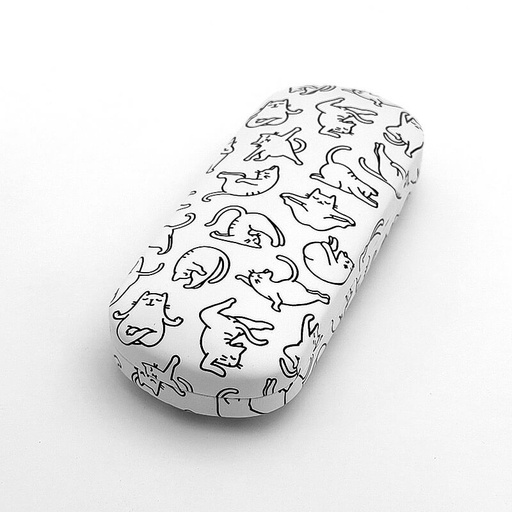 [81001006] GLASSES CASE YOGA CAT WHITE
