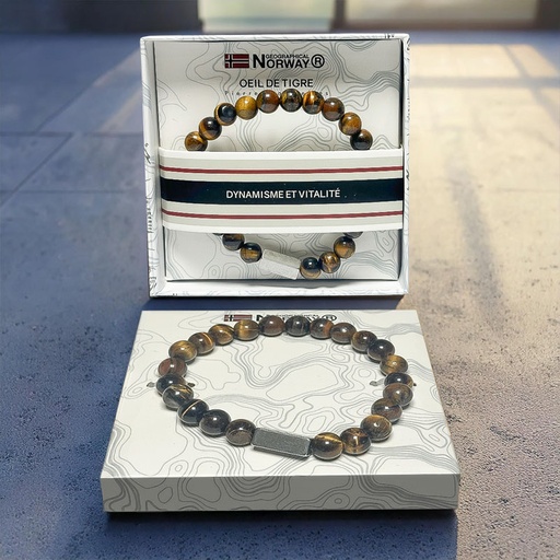 [00315140-5] BRACELET GEOGRAPHICAL NORWAY OEIL DE TIGRE