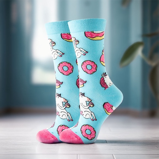 [00030193] COZY NOXXIEZ SOXXIEZ UNICORN DONUT BLUE 38-45 6pcs